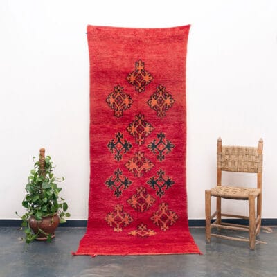 Moroccan Handmade Red Runner Rug