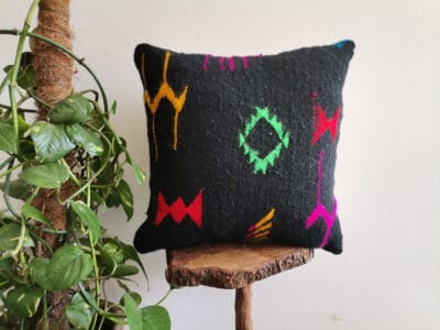 Handmade Moroccan Pillow Black