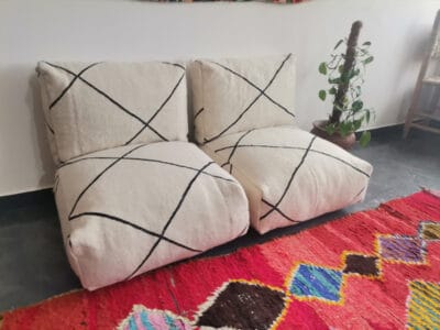 White kilim floor cushions