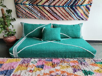 Moroccan handmade green floor cushion