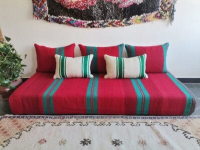 6 ft Red Green moroccan handmade couch