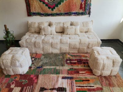 Moroccan style couch handmade beni rug