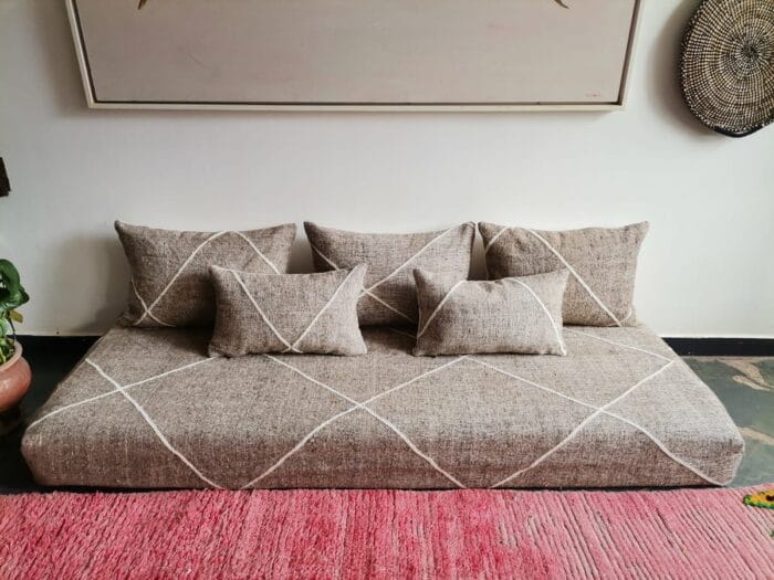 Grey wool floor cushion