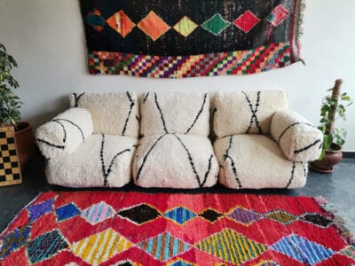 Moroccan Beni White Floor Cushion