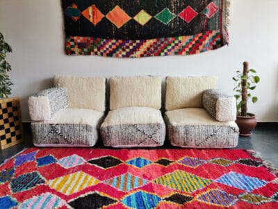 White Zanafi beni handmade floor couch
