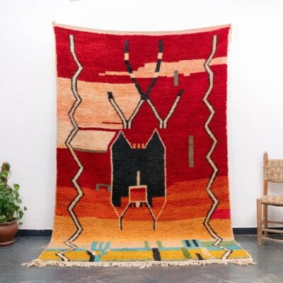 Moroccan Red Abstract Boujaad Rug