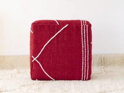 Moroccan Cotton Pouf Red