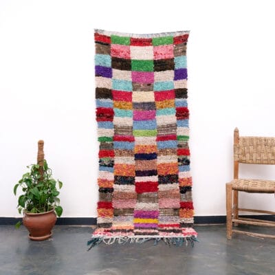Multicolor Moroccan Boucherouite rug