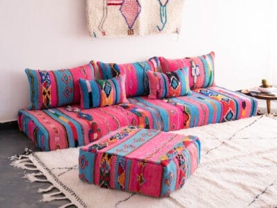 Pink Blue Floor Couch