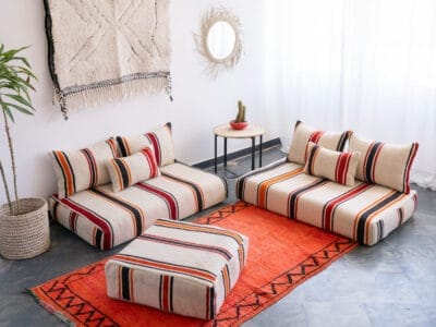 Beige Orange Kilim sofa
