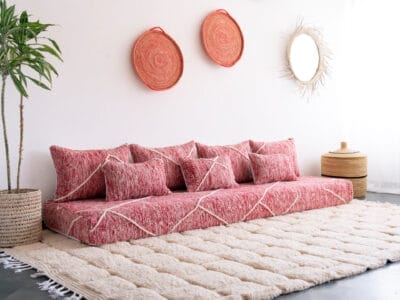 Handmade Red Floor Couch
