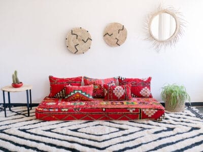 Red Vintage Floor Couch