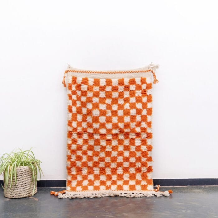 Orange Checkered Beni Rug