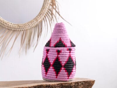 Pink Moroccan Straw Basket