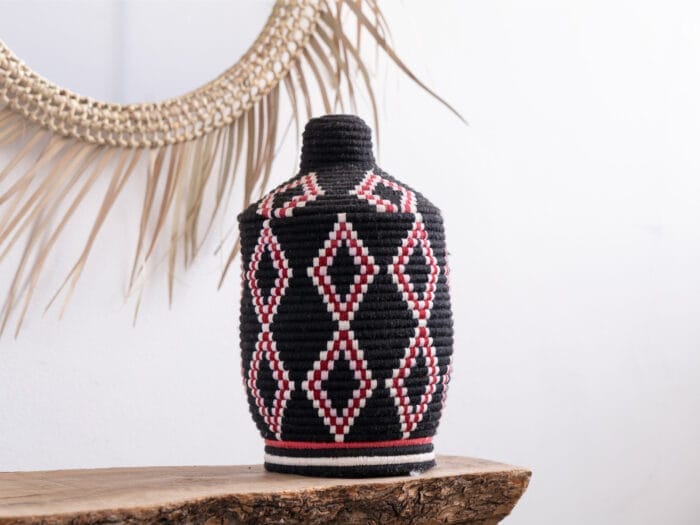 Black Moroccan Straw Basket