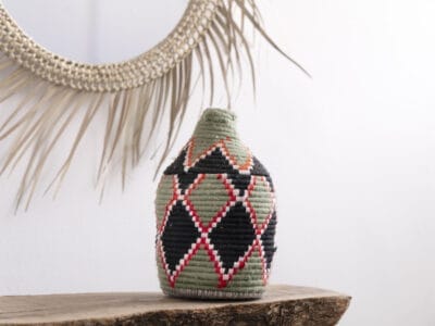 Green Moroccan Straw basket