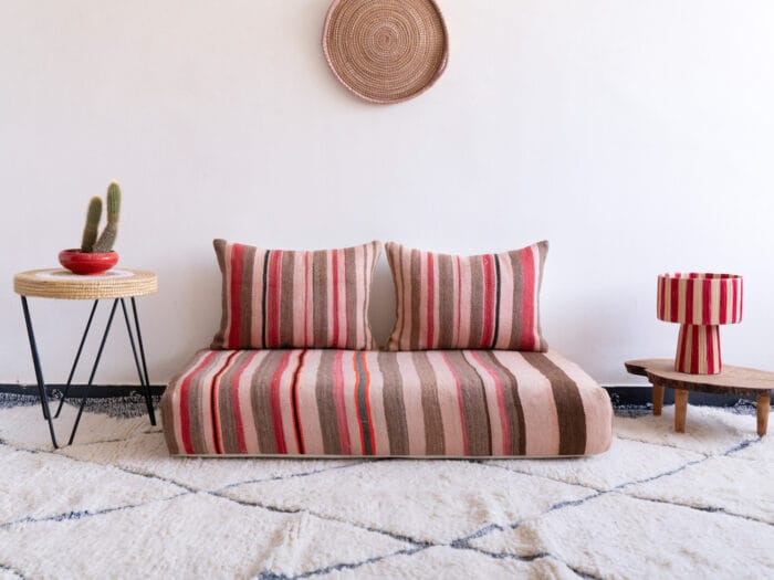 Moroccan Brown Pink Floor Couch