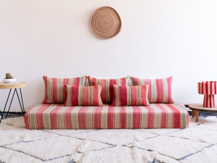 Moroccan Red Green Floor Sofa