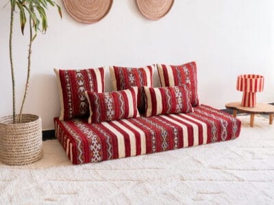 Moroccan Handira Floor Sofa red