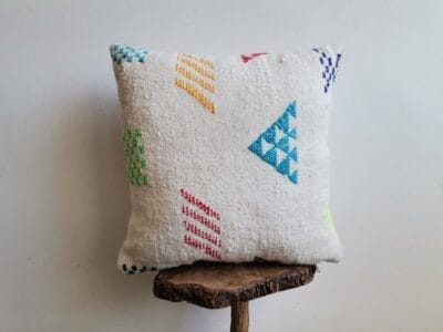 Moroccan Wool Pillow White Multicolour